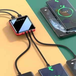 20000mAh Mini Power Bank Built-in 4 Cables Fast Charging Backup External Battery