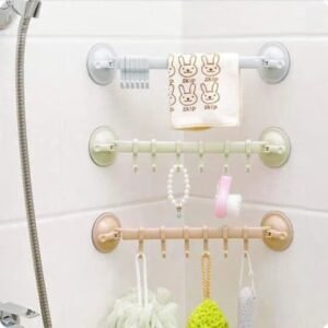 Adjustable 6 Hooks Plastic Bathroom Corner Towel Hanger Kitchen Hook